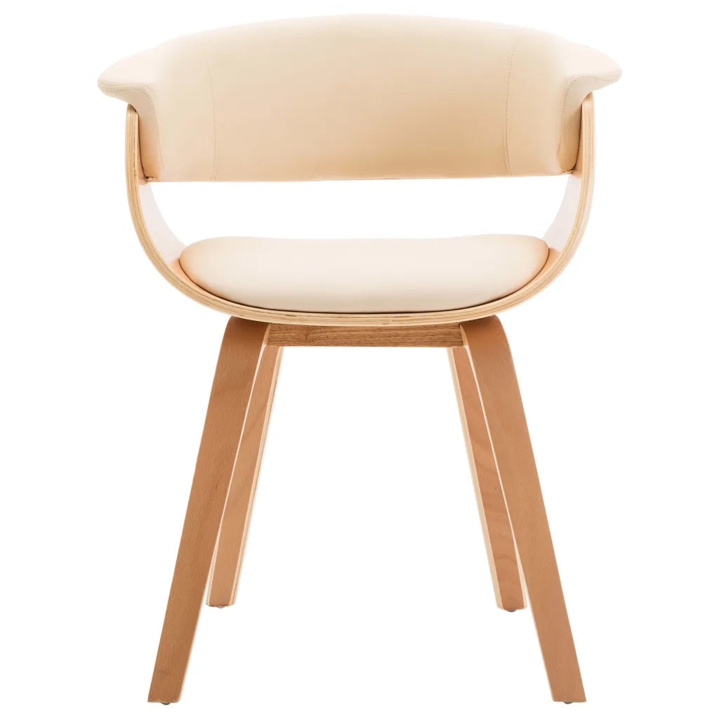 Sedie da Pranzo 6 pz Crema in Legno Piegato e Similpelle cod mxl 16664