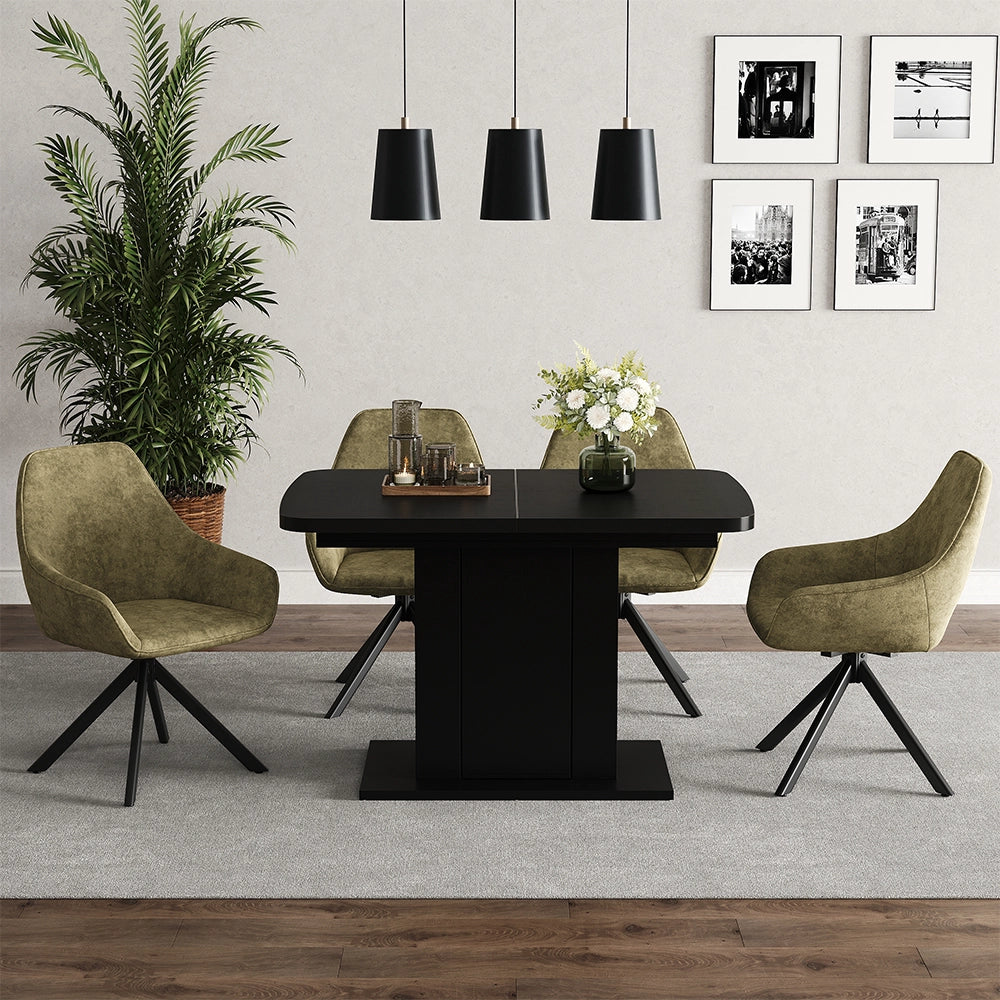 Vicco tavolo da pranzo allungabile Nero 120 x 80 cm