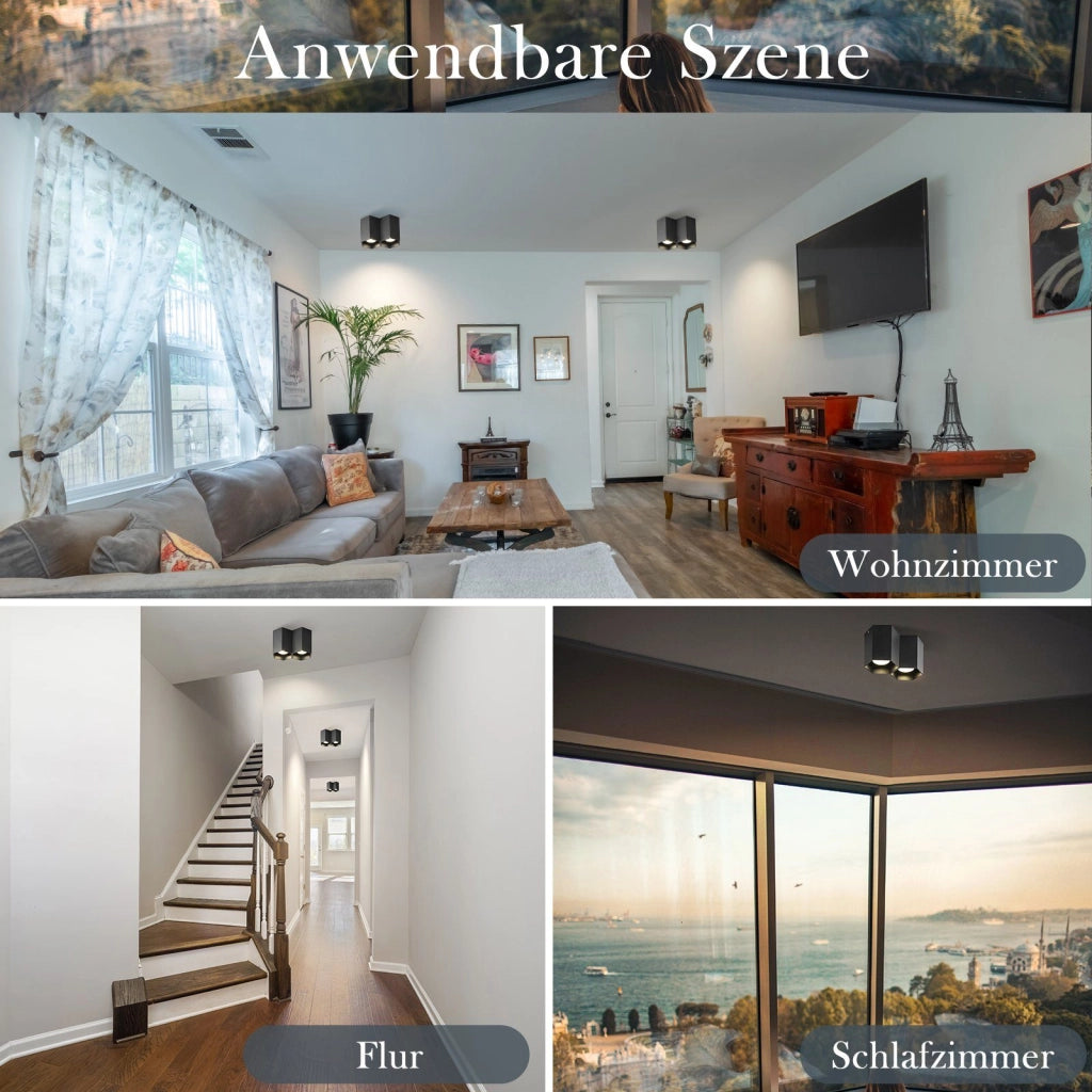 ZMH Faretto da soffitto neri 2 luci GU10 da incasso per caffè cucine ristoranti senza lampadina