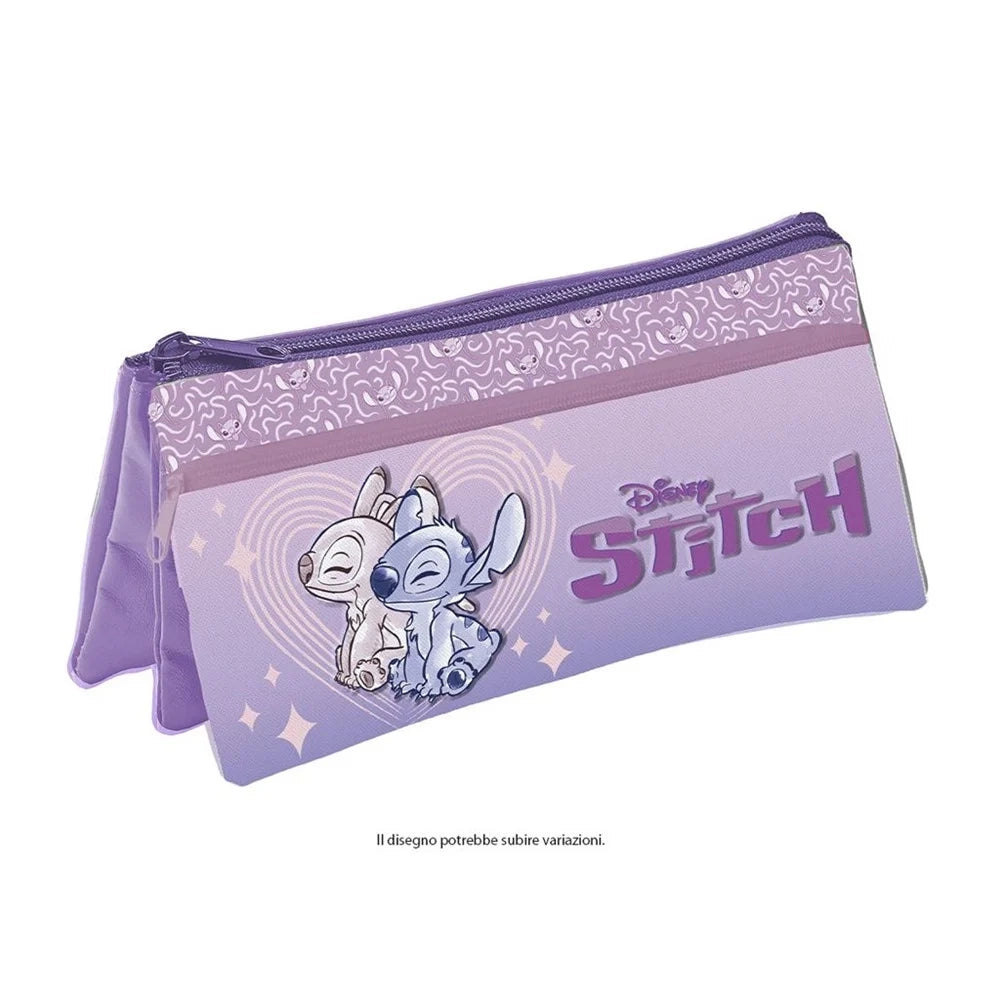 Trade Shop - Astuccio Taschetta 3in1 Grafica Stitch Angel 3 Scomparti Bustina Portacolori Scuola 959294 -