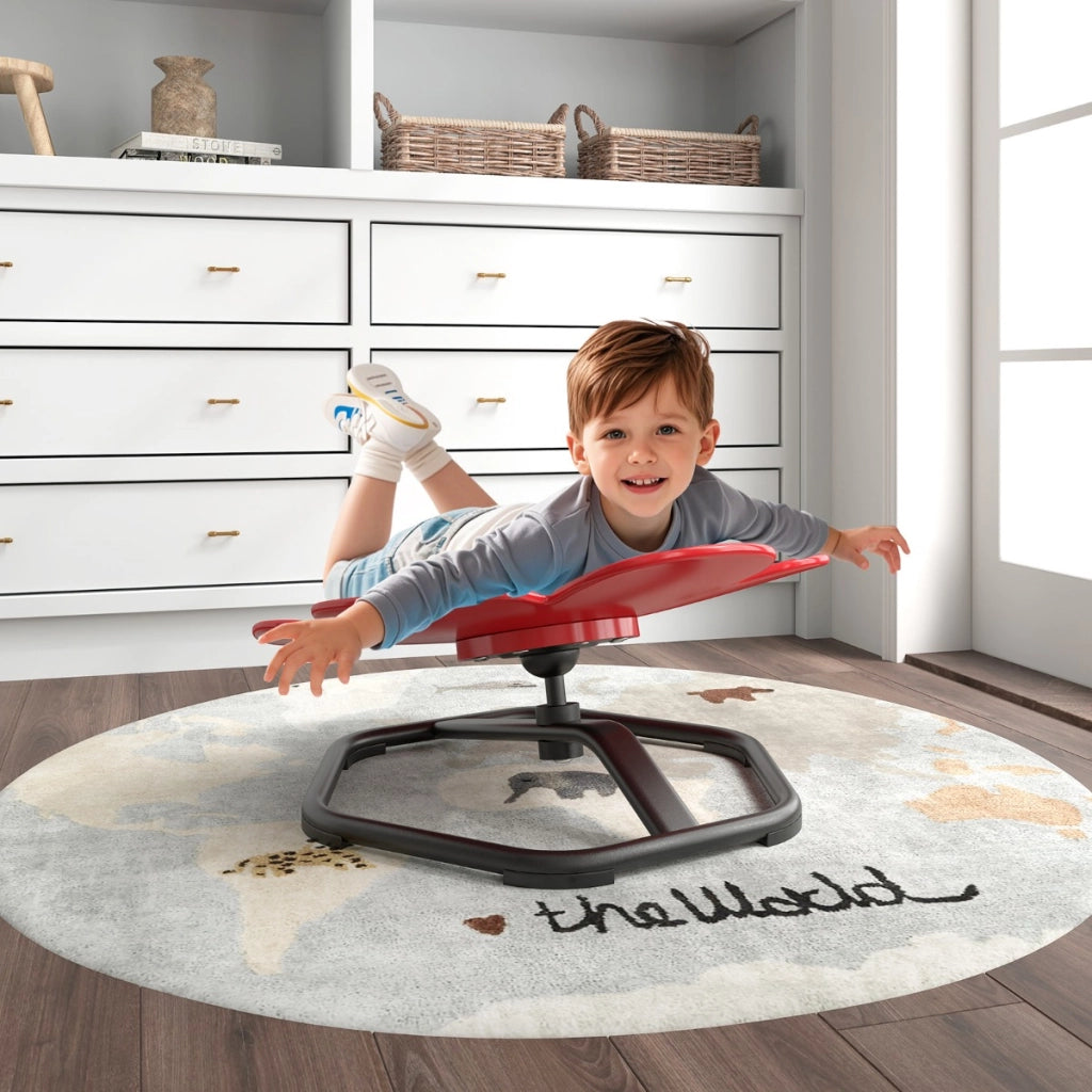 Sedia girevole a 360¡ã con aspetto fiore e base in metallo antiscivolo, Sedia sensoriale per bambini e l'equilibrio Rosso