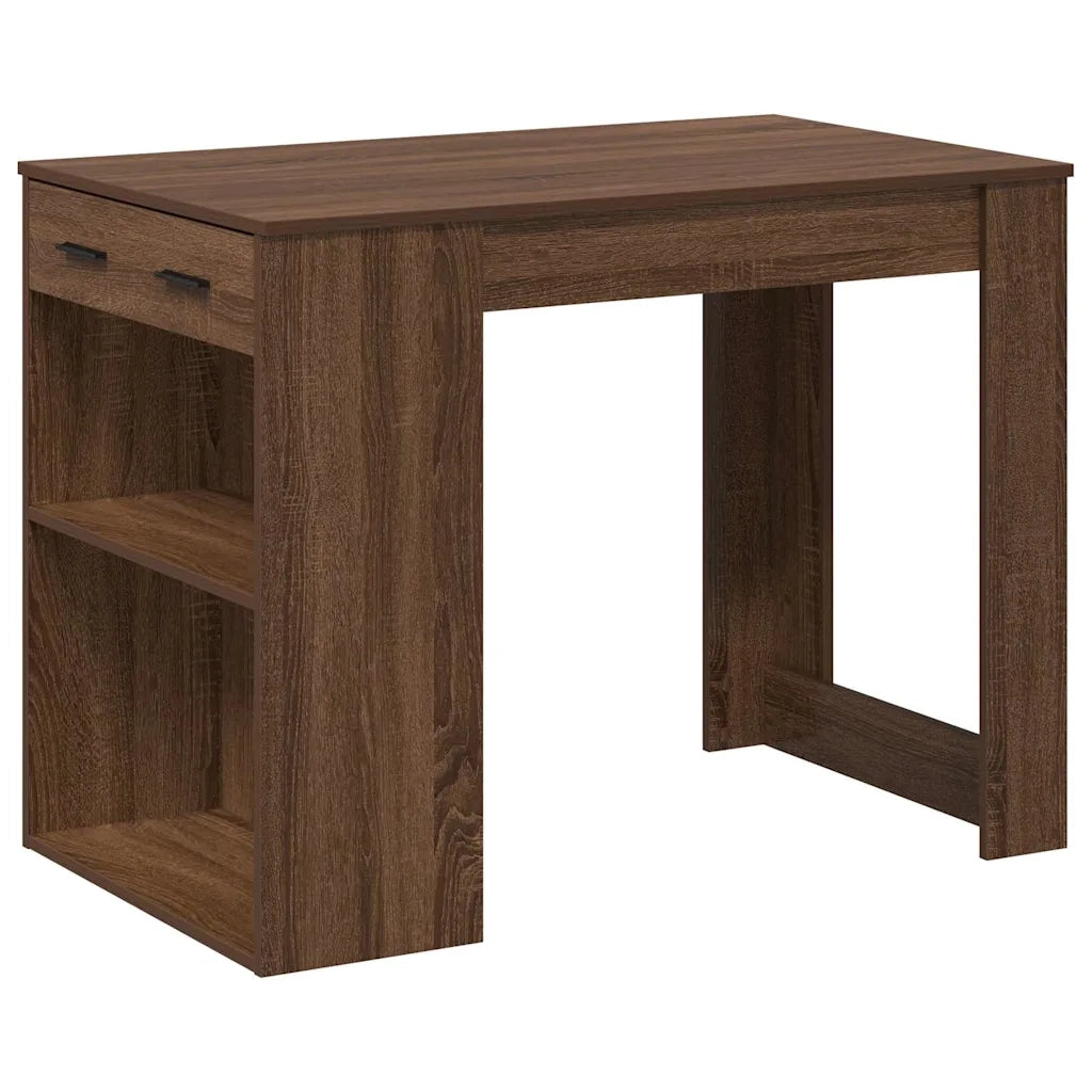 Scrivania con Cassetto Ripiano Rovere Marrone Legno Multistrato 858692