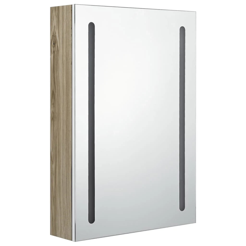Mobile da bagno con specchio LED bianco 50 x 13 x 70 cm finitura rovere 02_0006585