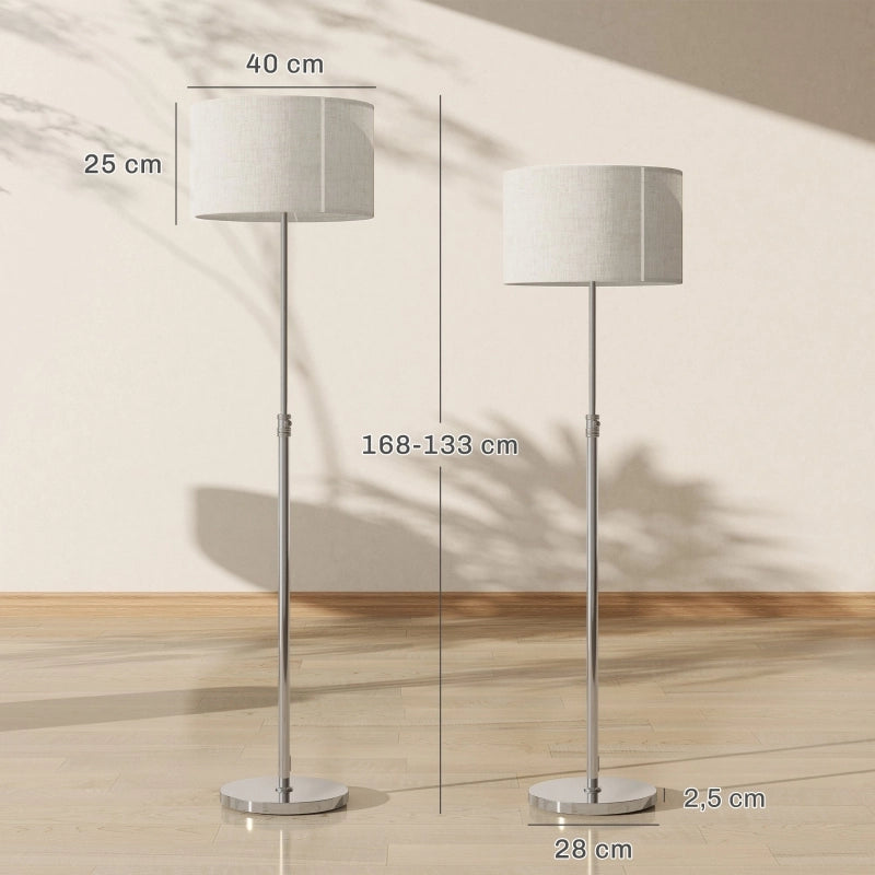 Lampada da terra con telecomando, altezza regolabile, paralume in tessuto, base in metallo, luminosit¨¤ regolabile, interruttore a pedale, beige