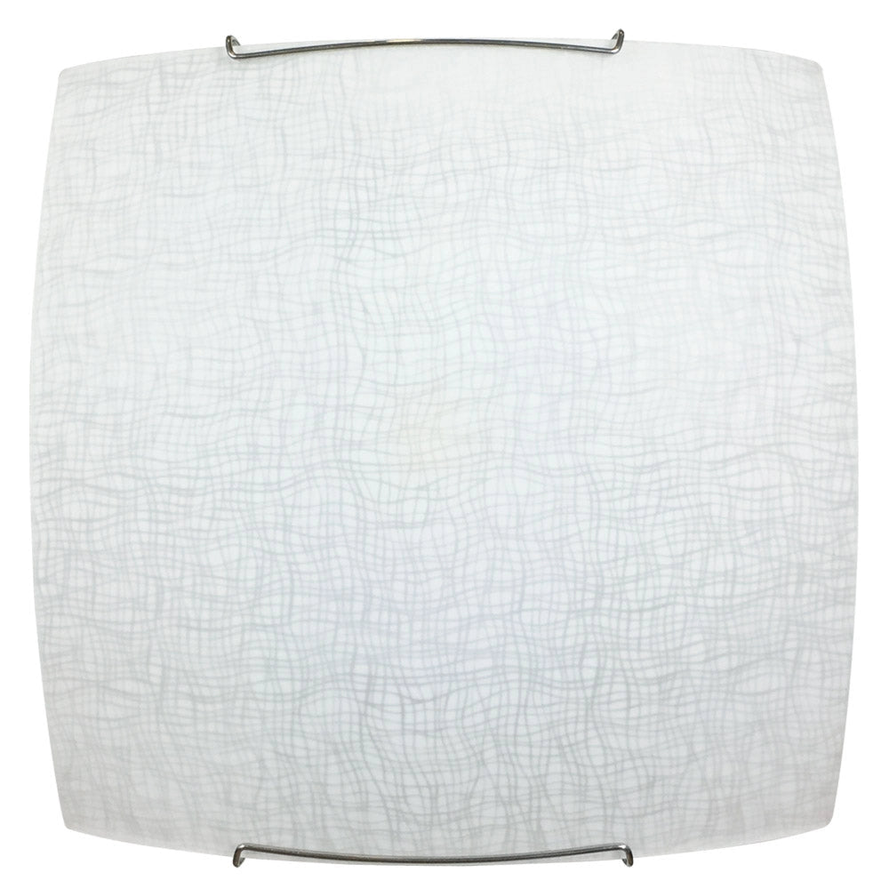 Plafoniera 2xE27 Ganci Cromo Vetro Lastra Serigrafato Bianco E-Energy Rebecca