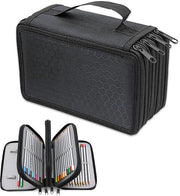 Etui Grande, Etui con Cerniera, 4 Cestelli per massimo 72 Colori Pastelli, Etui Organizzatore per Studenti, Lavoro, Ufficio (Nero)