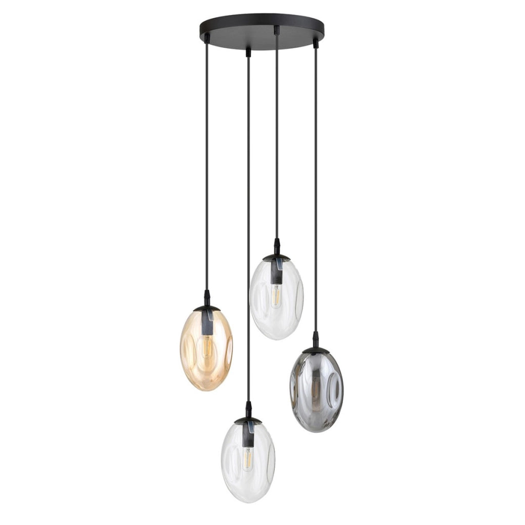 Lampada a sospensione Astral in acciaio e vetro colorato