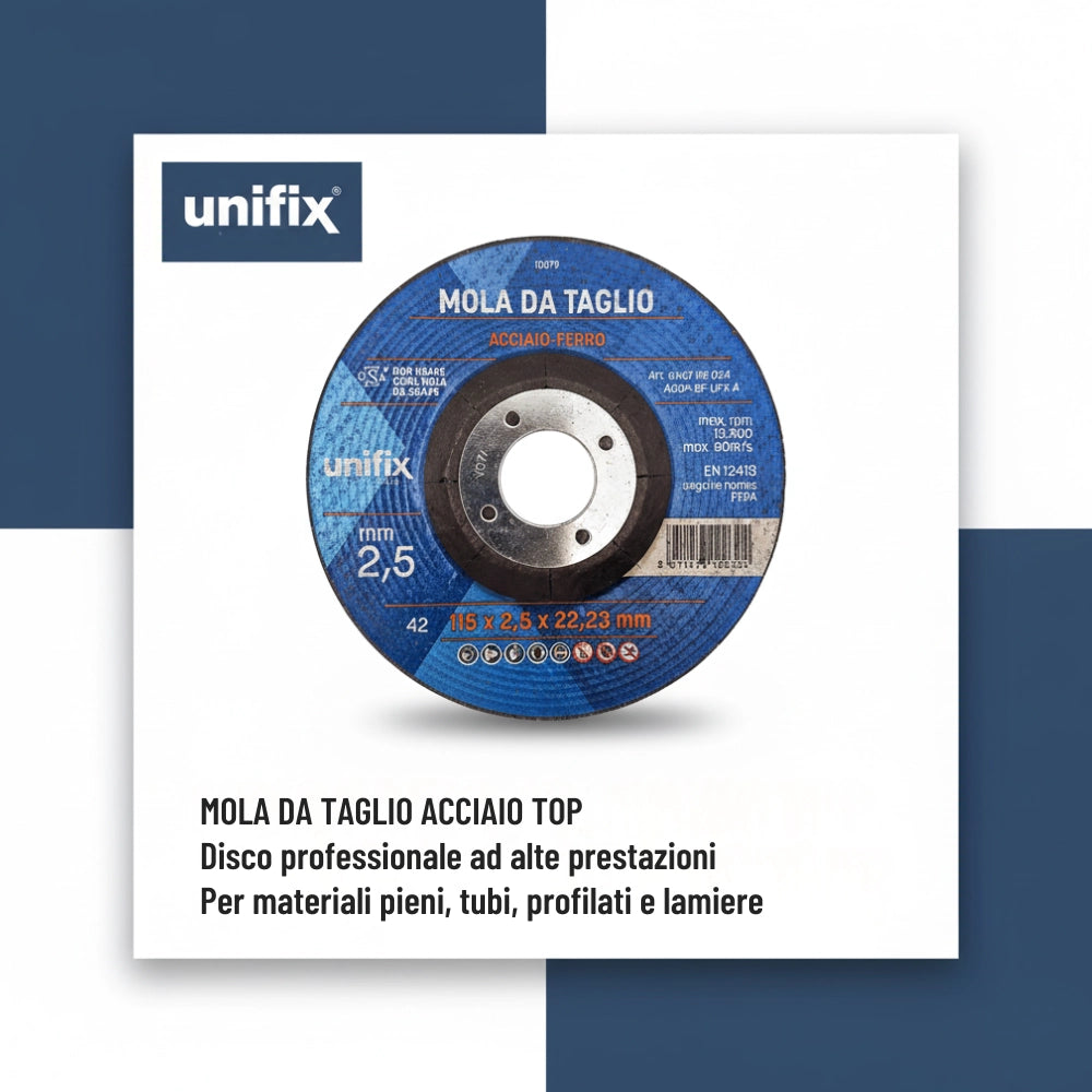 Disco da taglio top per materiali pieni acciaio ferro tubi e profilati *** misura Ø 115 x 2,5 x 22 mm, confezione 1