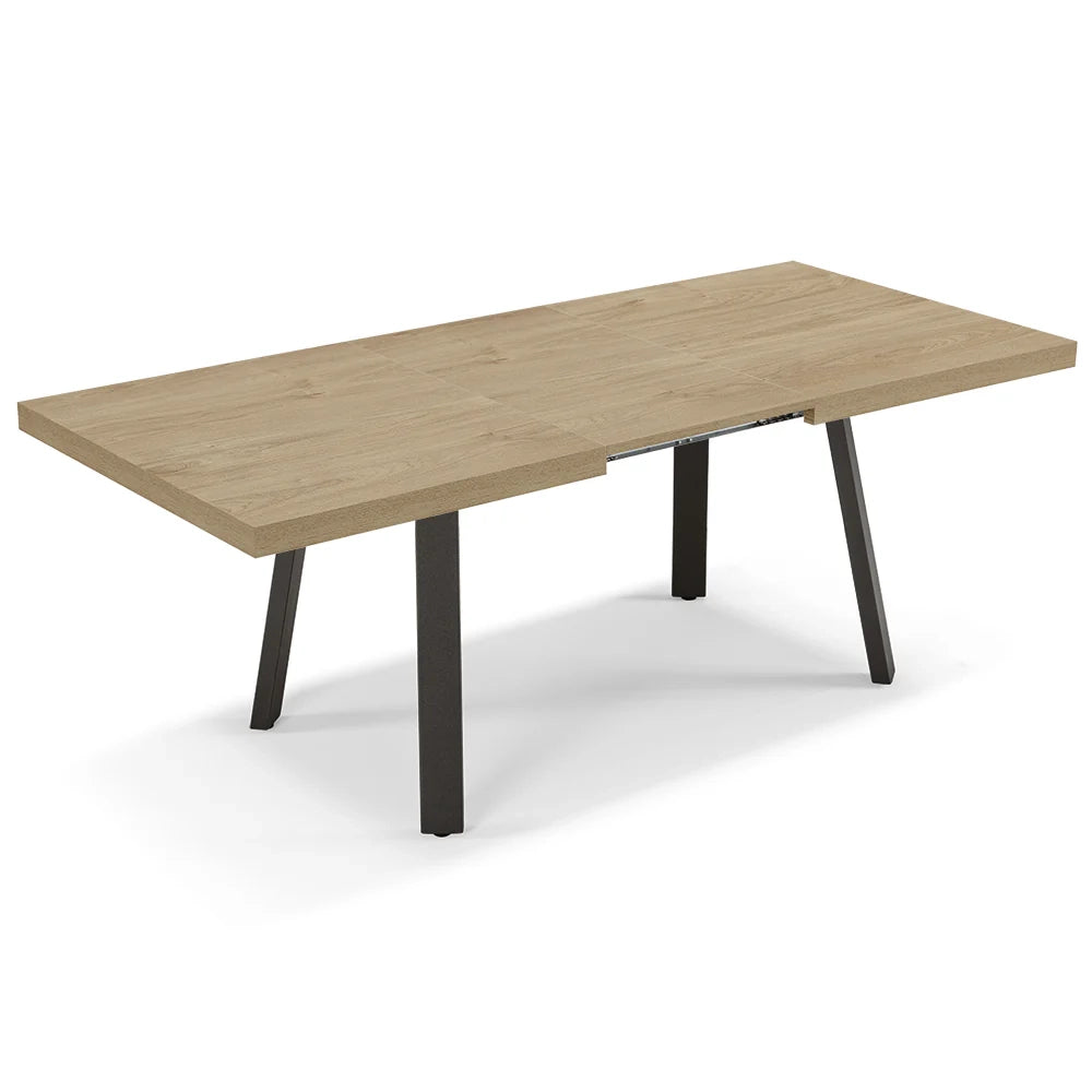 Tavolo allungabile da pranzo Noce Nodato 145x85 modello MIRO’ fino a 195 CM per sala da pranzo, cucina e soggiorno, design moderno con top in melaminico