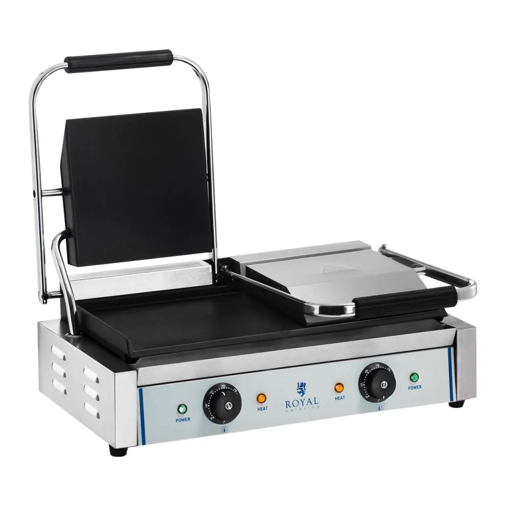 Pressa per panini ghisa smaltata liscia 2 x 1800 watt acciaio inossidabile 14_0002322