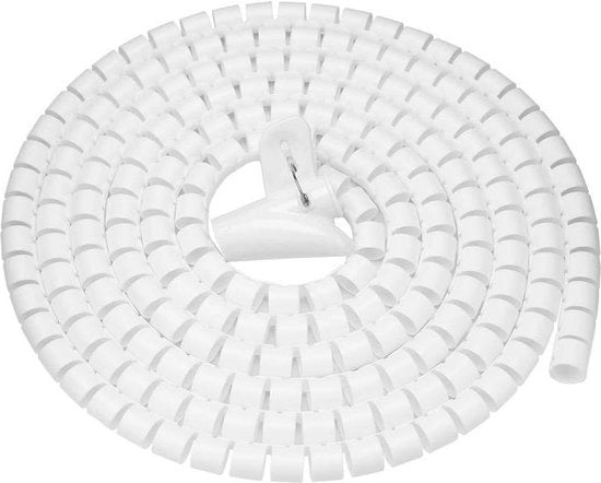 Organizzatore di Cavi a Spirale Flessibile - Slang di Cavo di Organizzazione del Management - Protezione - 30m x 16mm Bianco.