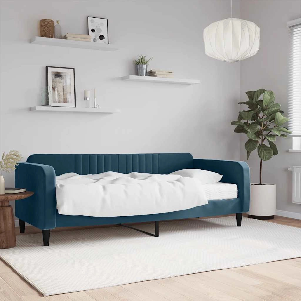Divano Letto con Materasso Blu 90x200 cm in Vellutocod mxl 74458