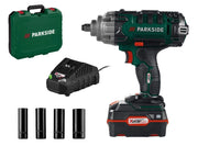 Avvitatore a Impulsi Parkside PASSK 20-Li C4 da 100 a 400 Nm da 20 V con Batteria e Caricabatteria con Bussole Montaggio Gomme - Prodotto Esposto