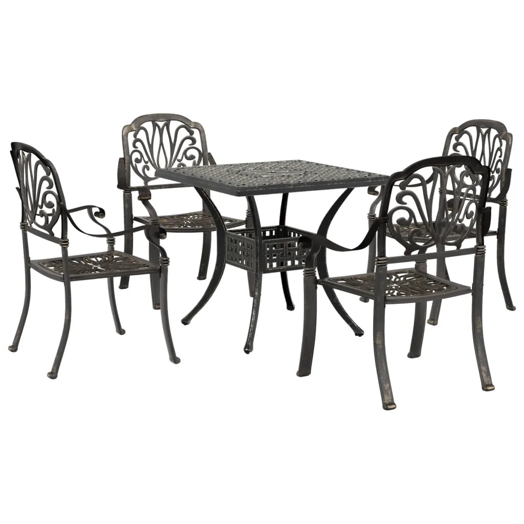 Set da Pranzo da Giardino 5 pz Bronzo in Alluminio Pressofuso 3216341