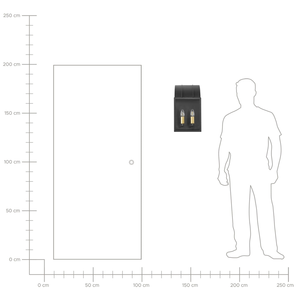 Set di 2 lampade da parete per esterni in metallo nero, stile tradizionale, per porta d'ingresso e veranda