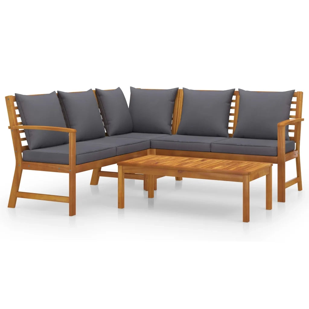 Set Divani da Giardino 4 pz con Cuscini in Massello di Acacia cod mxl 48108