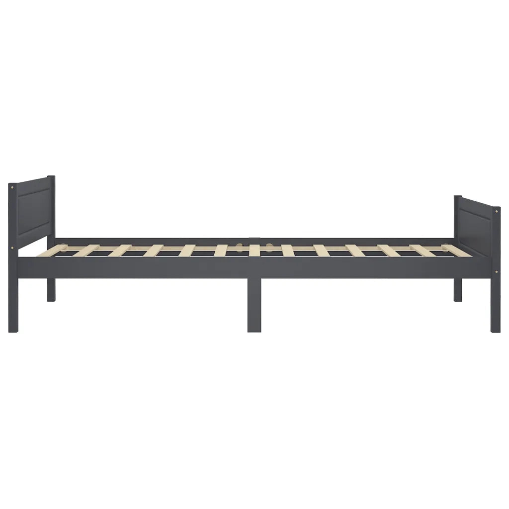Letto singolo | Letto per adulti | Giroletto Grigio in Legno Massello di Pino 100x200 cm