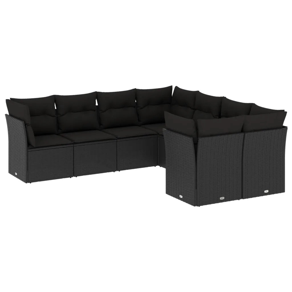 Set Divani da Giardino con Cuscini 8 pz Nero in Polyrattan 3218585