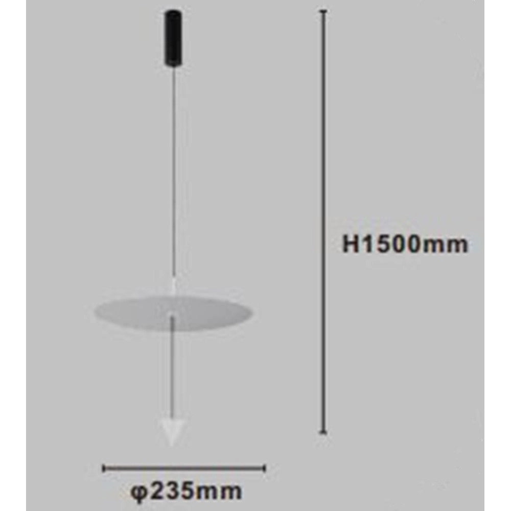 Trade Shop - Lampadario A Sospensione Lampada 12w Luce Led 4000k Disco ø23.5cm Cono Bianco 32972 -