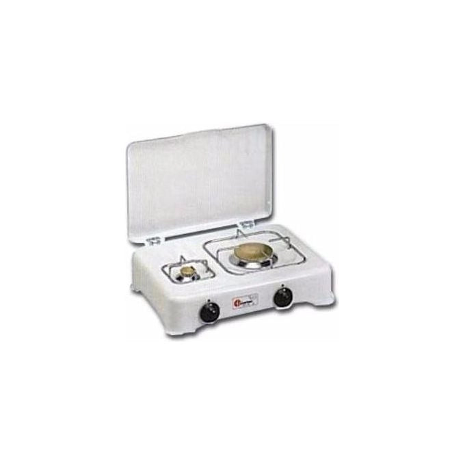 Cf Parker 5325 Fornello a Gas Linea Domestica Gpl 2 Fuochi Spartifiamma in Ottone e Griglia in Acciaio Bianco