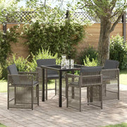 Set da Pranzo per Giardino 5 pcs Grigio polyrattan
