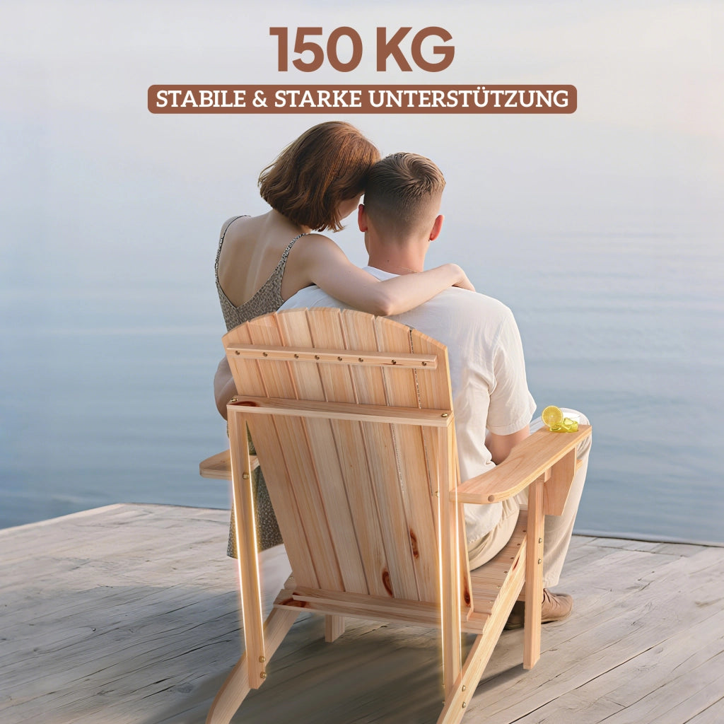 Poltrona da giardino Adirondack con portabicchieri ¨C zephmum ¨C legno massello 72x95x93 cm