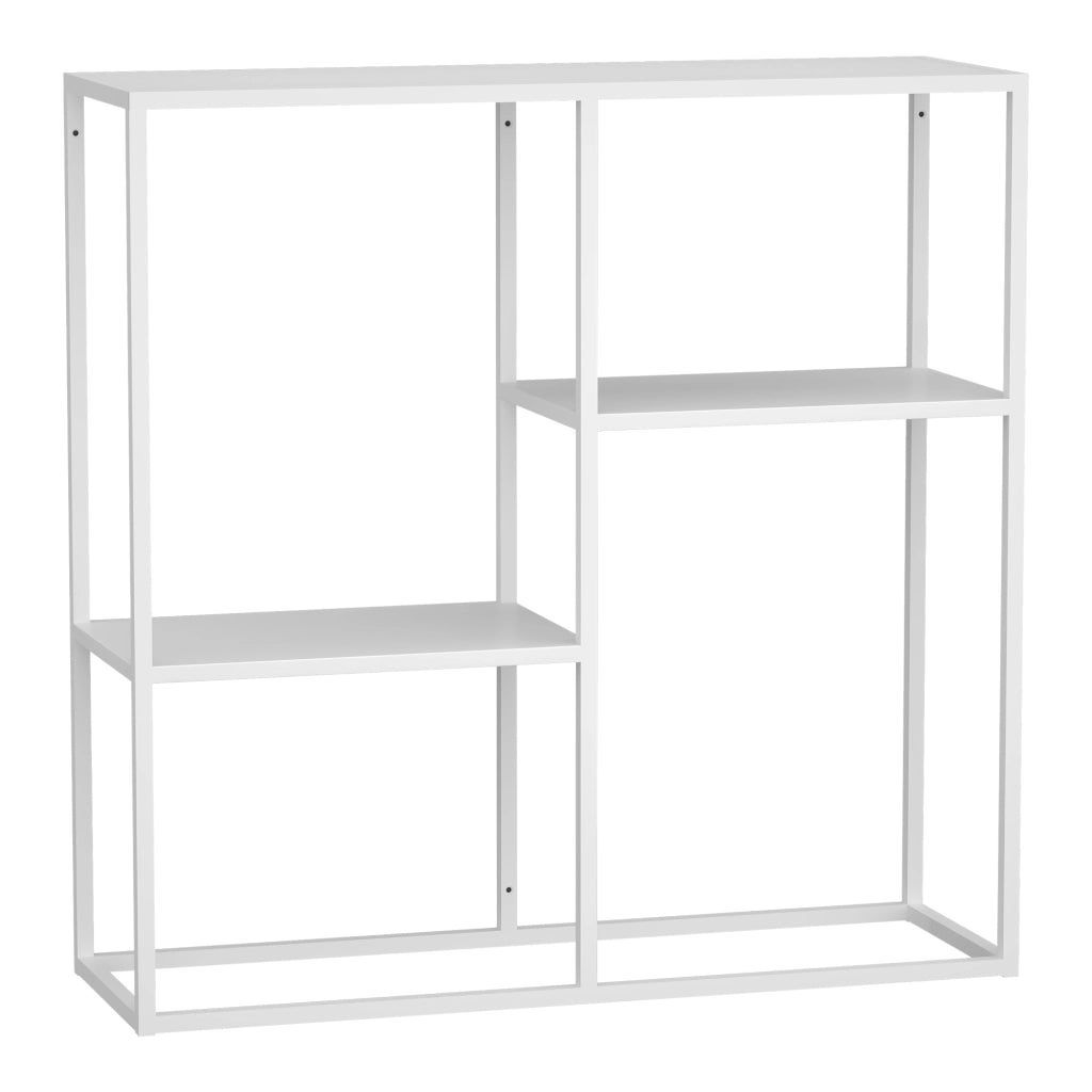 Tavolo a Consolle Strömstad Scaffale da Terra Espositore 80x80x26 cm Acciaio Bianco opaco [en.casa]