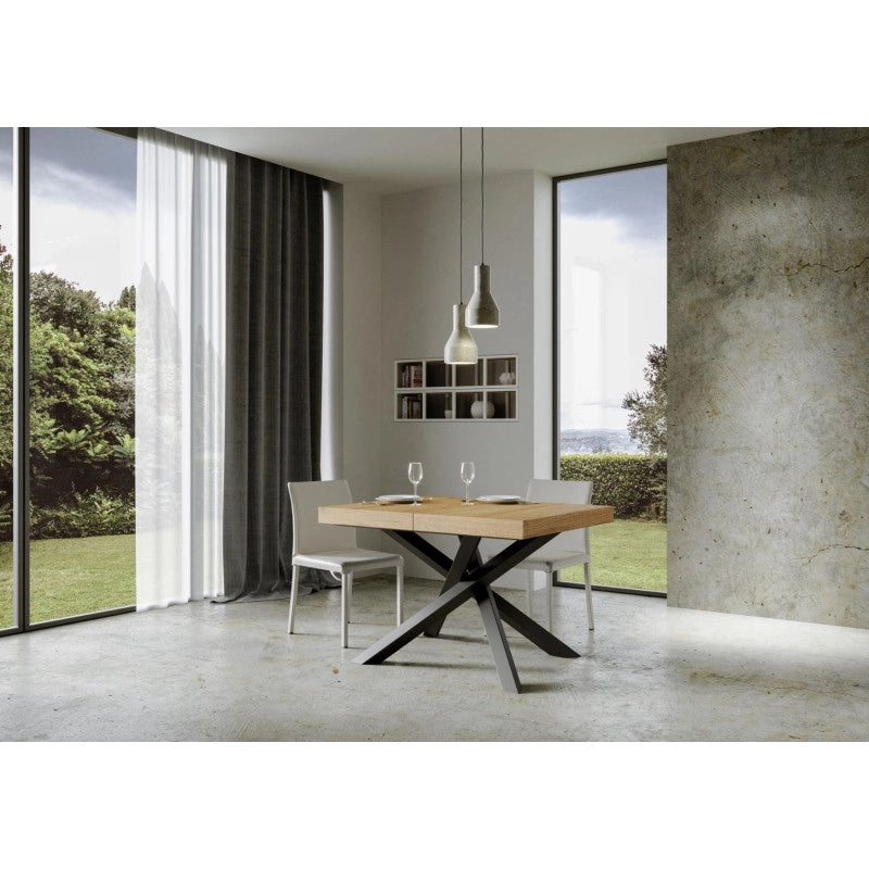 Tavolo allungabile 140/400x90 cm Volantis Premium telaio Antracite - Quercia Natura
