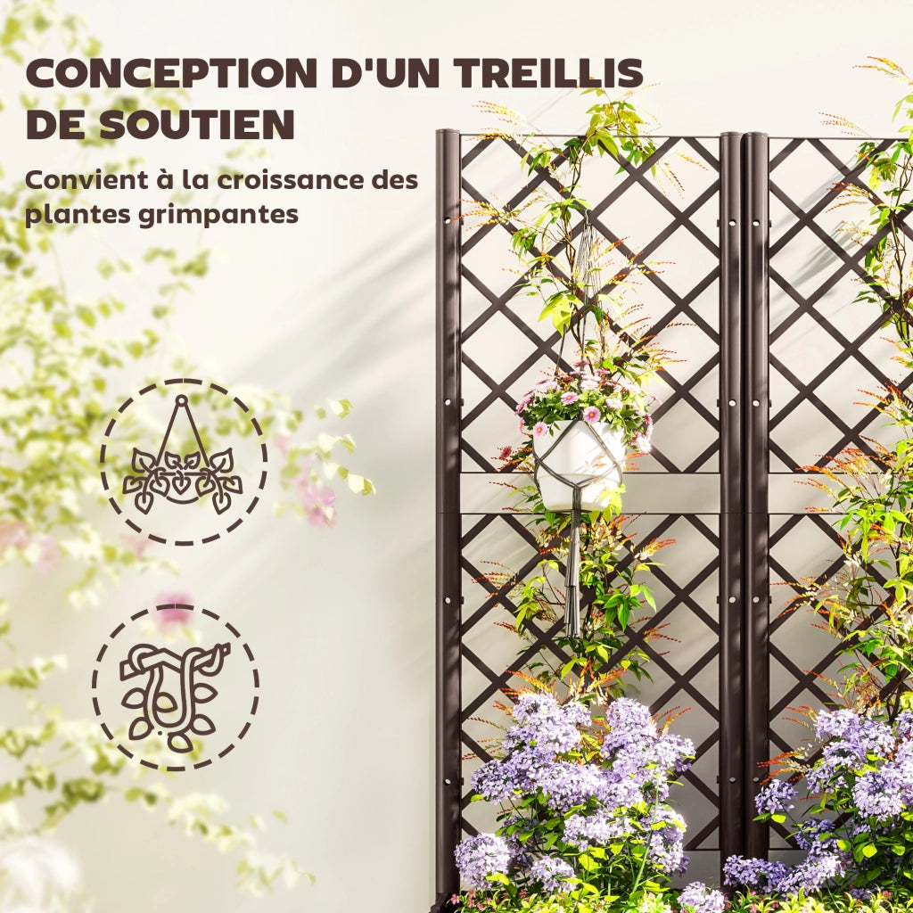 Letto da giardino sopraelevato con fioriera ¨C zephmum ¨C marrone 120x40x135 cm