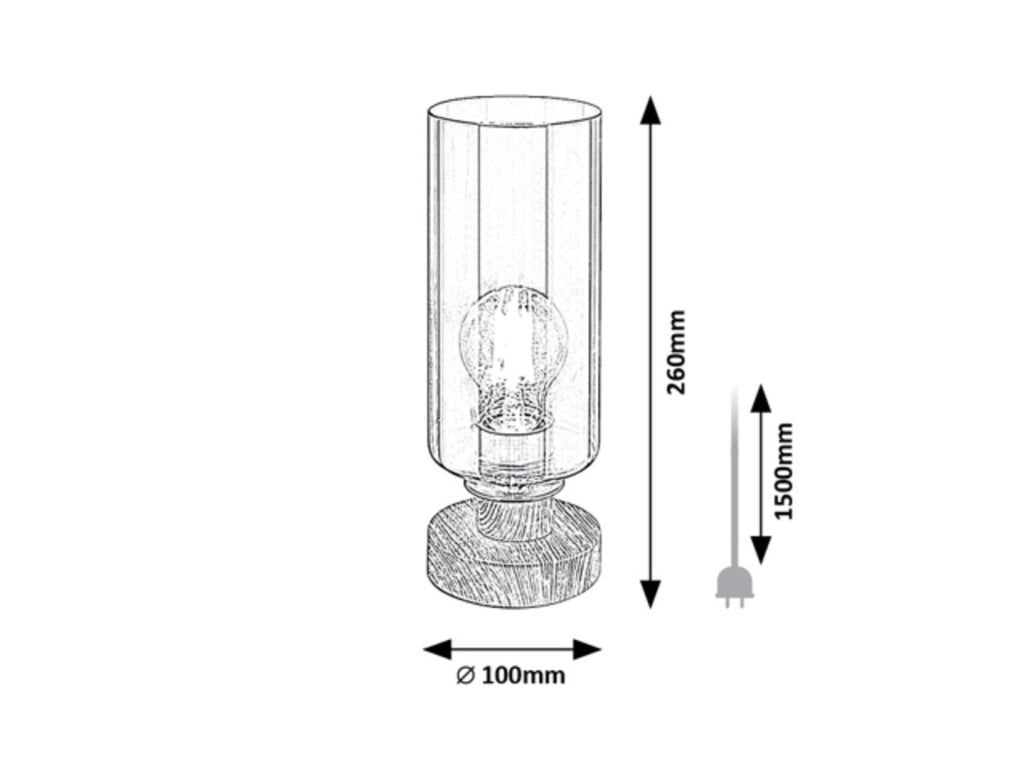 Lampada da tavolo Rabalux Tanno rovere E27 fumé 26cm
