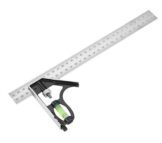 Misuratore di angolo flessibile 30 cm - Combinazione angolare adattabile - Acciaio inossidabile - Strumento di misurazione metallico - Duraturo - Calibrazione precisa - Livella