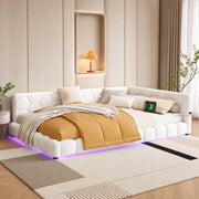 Divano letto 140x200 cm con LED, USB e Type-C bianco