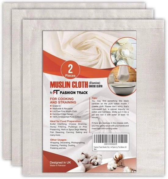 Tessuto di cotone muslin per cucina, tovaglioli per tavola da 7, cesti per cottura e filtraggio, 50 x 50 cm, classe 90, senza pelucchi, 100% cotone non blecato, tessuto riciclabile (2 pezzi)