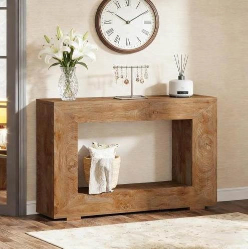 Tavolo consolle rustico marrone in legno con piano da 120 cm