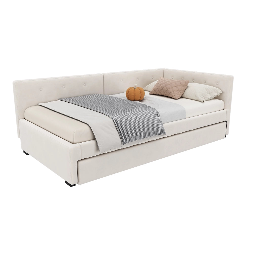 Letto singolo con roll-out in velluto 90x200 cm
