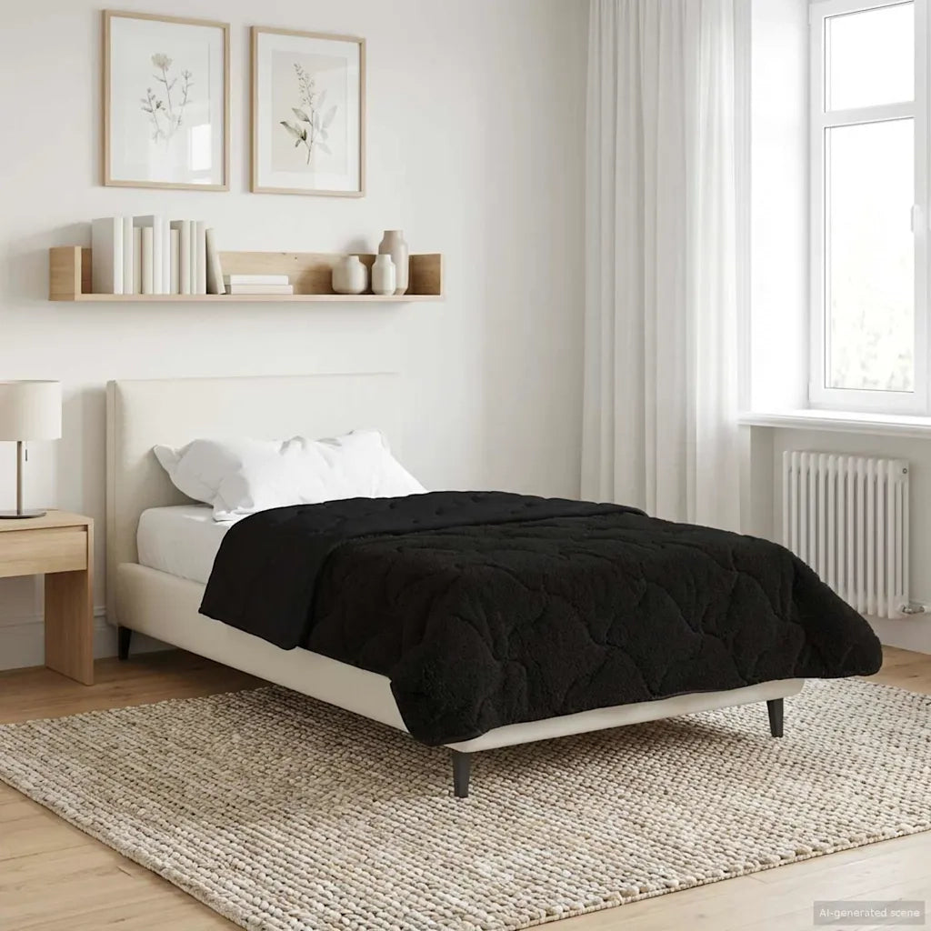 Duvet Invernale Nero 155 x 200 cm Microfibra e Fleece Teddy