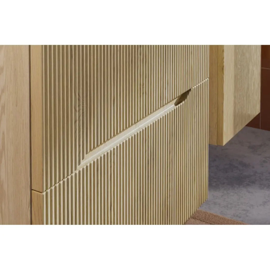 Set da bagno sospeso NATURA 155cm: mobile sotto lavabo 60cm + doppio lavabo incassato