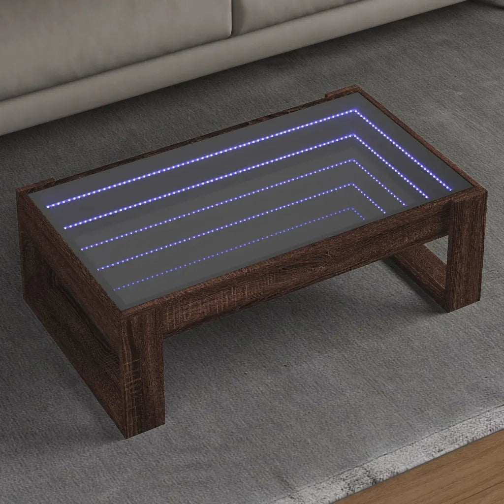 Tavolino da Salotto con LED Infinity Rovere Marrone 90x53x30 cm