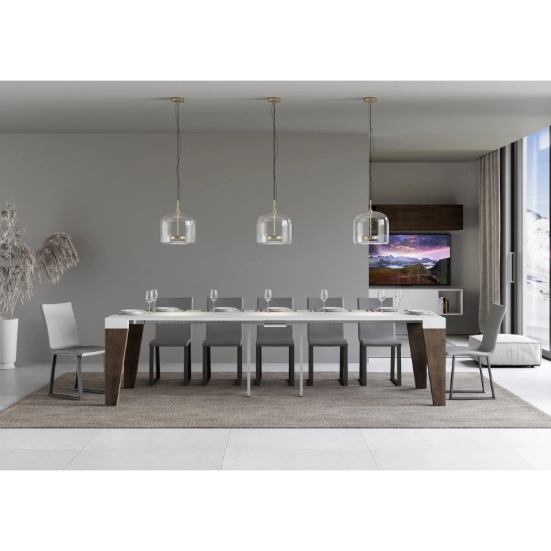 Consolle allungabile 90x40/300 cm Naxy Mix piano Bianco Frassino - Bianco Frassino/Noce
