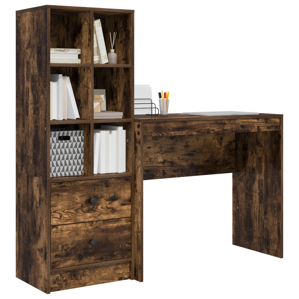 Scrivania con Stoccaggio Rovere Affumicato Legno Ingegnerizzato