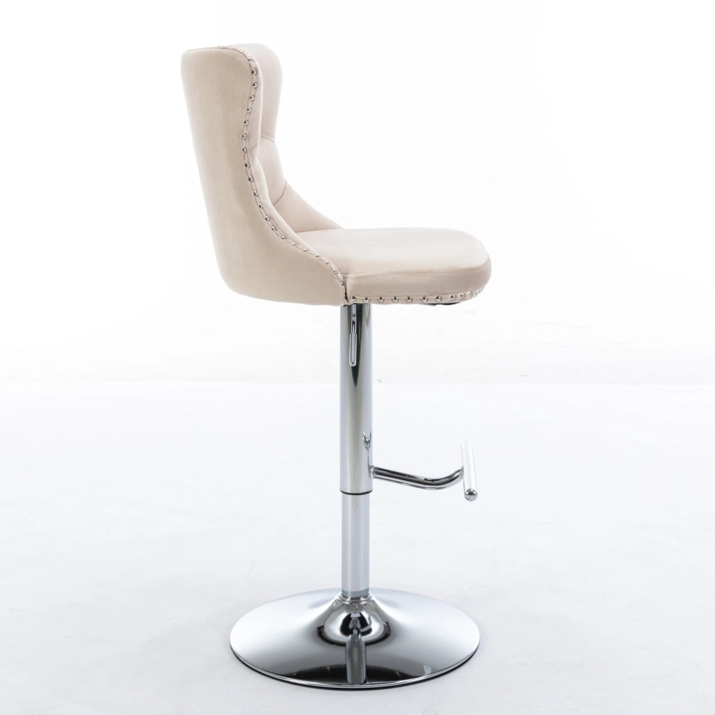 Sgabelli da bar girevoli in velluto con altezza della seduta regolabile da 63,5 a 84 cm, base cromata, schienale imbottito e confortevole, ideali per
