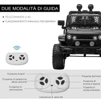 Macchina Elettrica per Bambini 3-6 Anni da 12V con Telecomando, Fari e Clacson, 100x64.2x71 cm, Nero