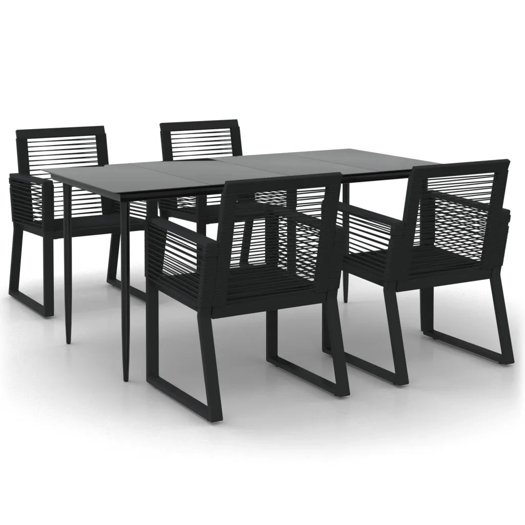 Set da Pranzo da Giardino 5 pz Nero in Rattan PVC cod mxl 35555
