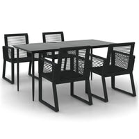 Set da Pranzo da Giardino 5 pz Nero in Rattan PVC cod mxl 35555