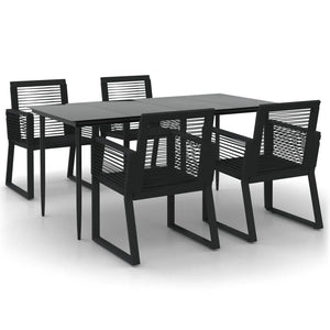 Set da Pranzo da Giardino 5 pz Nero in Rattan PVC cod mxl 35555