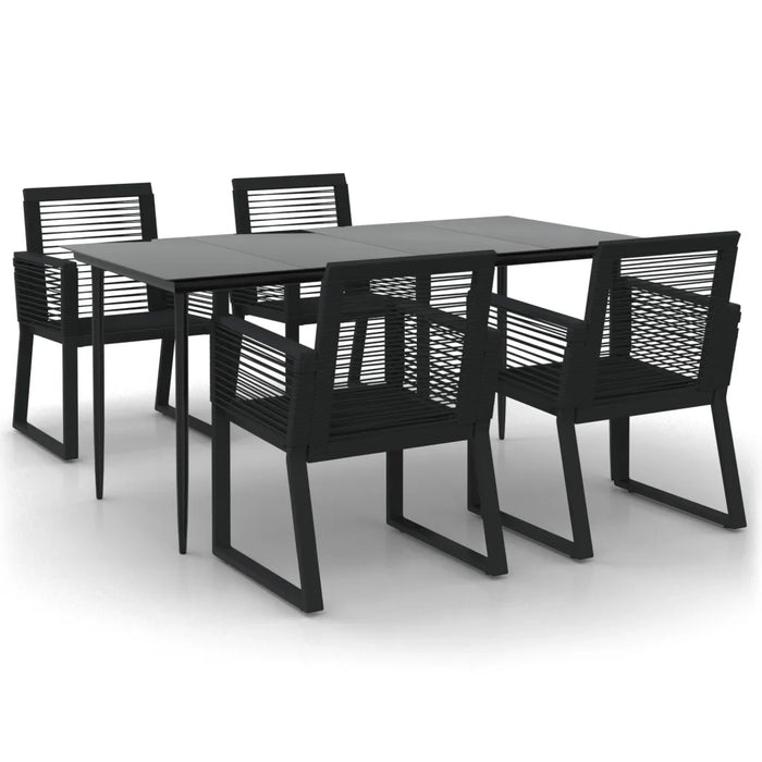 Set da Pranzo da Giardino 5 pz Nero in Rattan PVC cod mxl 35555