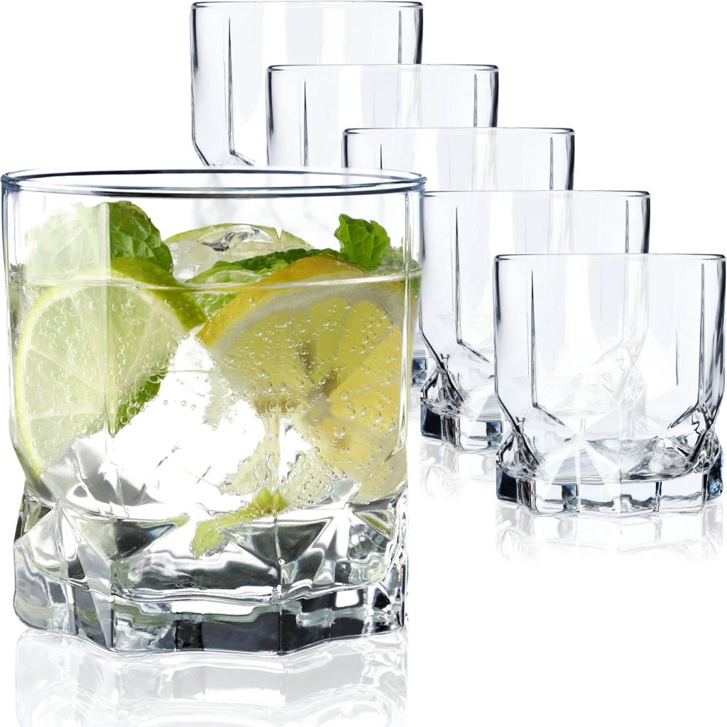 Set di 6 bicchieri KADAX per bevande e succhi di frutta, 325 ml, stile letterario.