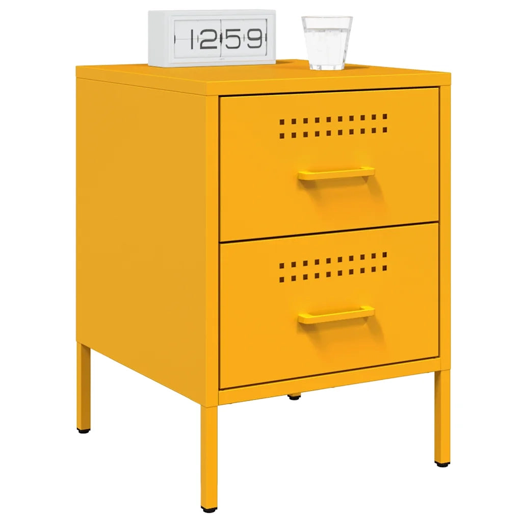 Comodini 2 pz Giallo Senape 36x39x50,5 cm in Acciaio 842929