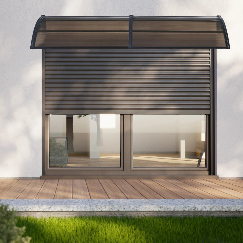 Pensilina per Ingresso Mellerud in Policarbonato 240 x 80 cm Marrone / Nero [en.casa]