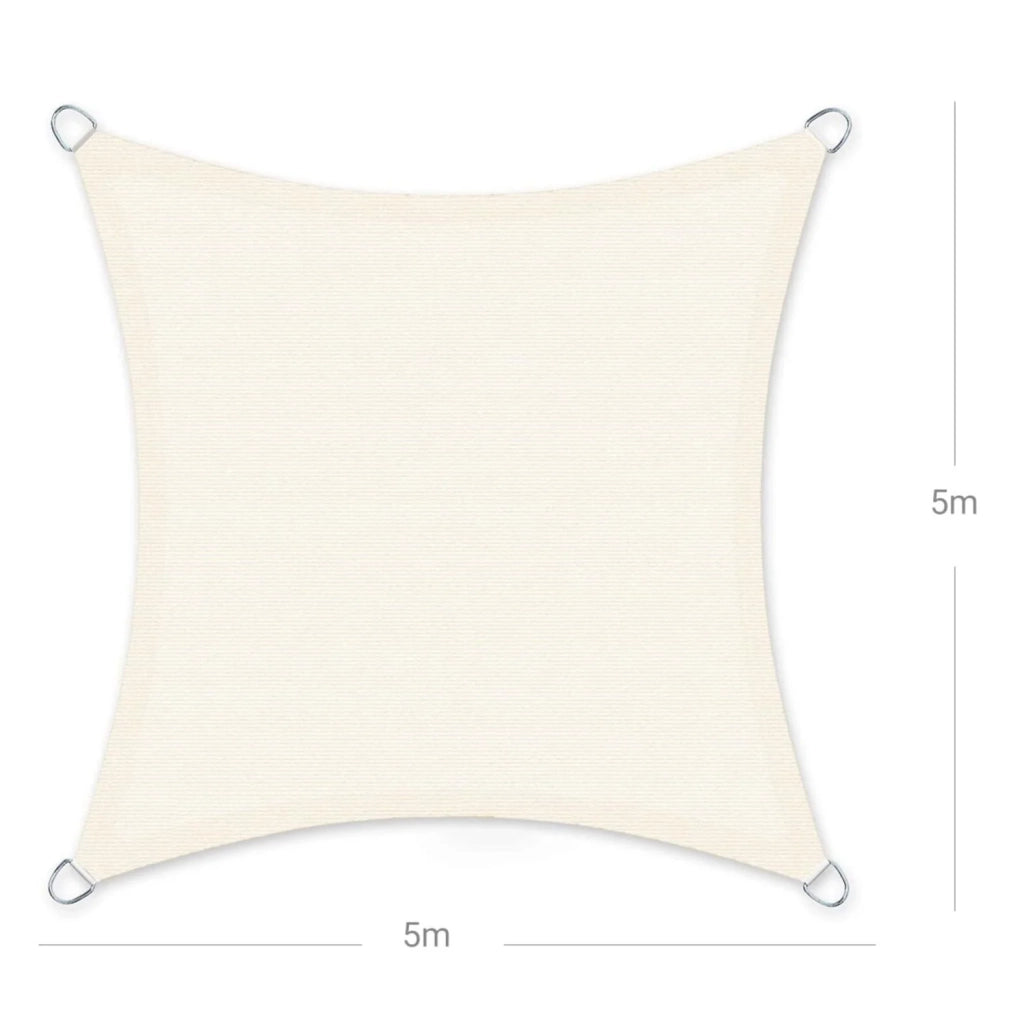 Vela ombreggiante 5 x 5 m HDPE protezione solare anti UV traspirante per giardino balcone traspirante permeabile all'acqua quadrata beige 12_0001726